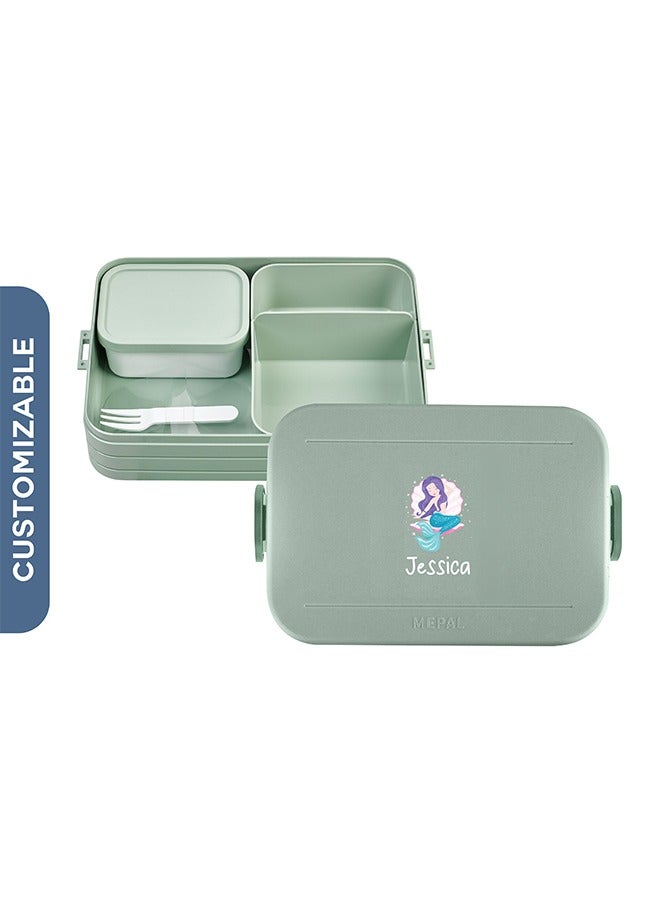 Large Personalised Mermaid Design Lunch Box- Nordic sage