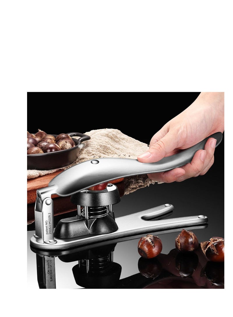 Versatile Stainless Steel Nut Cracker and Chestnut Cutter for Walnuts Pecans Macadamia Hazelnuts and More