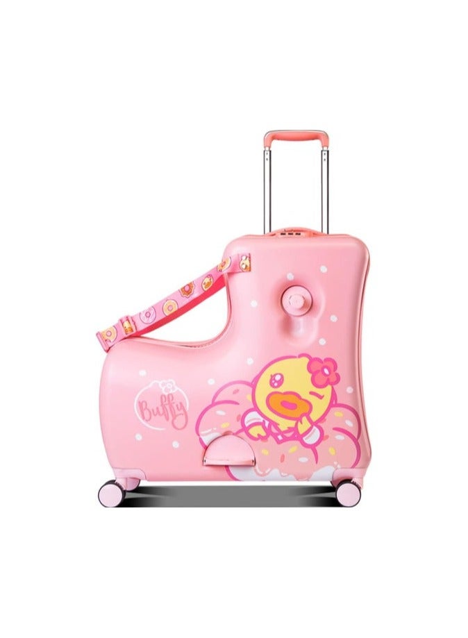 Children's Ride On Wheels Suitcase Children Cartoon Trolley Suitcase Travel Suitcases Can Sit and Ride Rolling Luggage Gifts