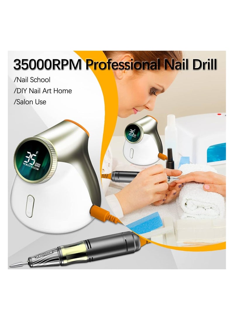 Nail Drill for Acrylic Nails Professional 35000 RPM Nail Drill Machine Manicure Pedicure Tools for Home and Salon Use 35000RPM Electric Nail Drill Manicure Nail Drill Milling Machine