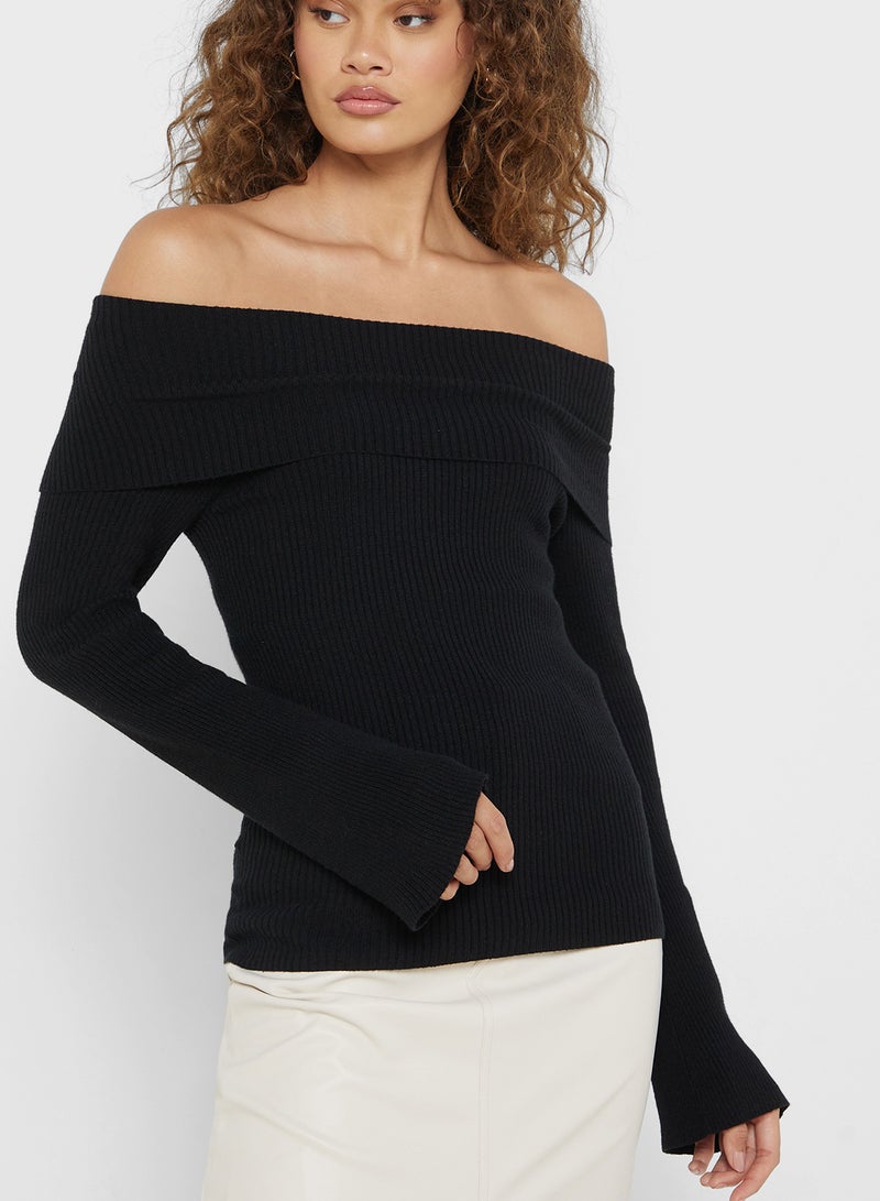 Bardot Ribbed Top