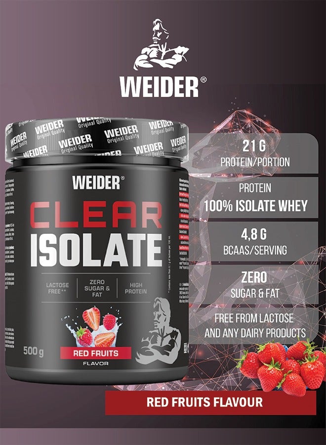 Clear Isolate Red Fruits 500g, Lactose Free - Zero Sugar & Fat - High Protein Refreshing Drink