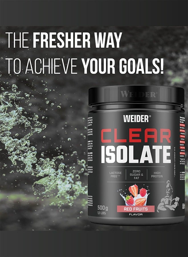 Clear Isolate Red Fruits 500g, Lactose Free - Zero Sugar & Fat - High Protein Refreshing Drink