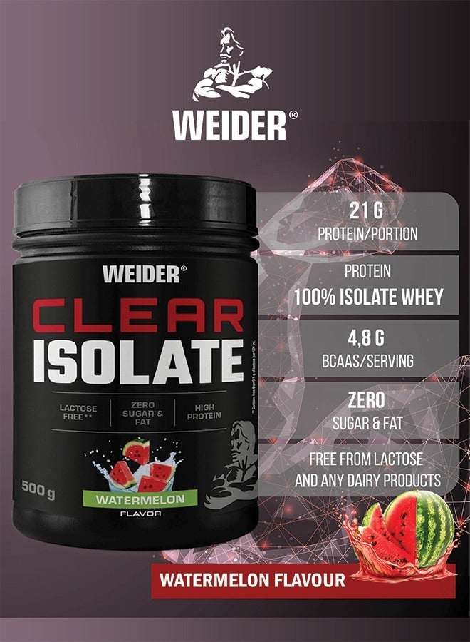 Clear Isolate  500g, Water Melon, Lactose Free - Zero Sugar & Fat - High Protein Refreshing Drink