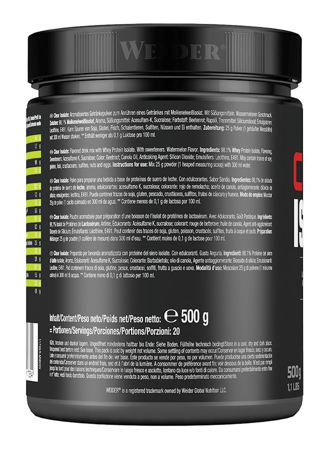 Clear Isolate  500g, Water Melon, Lactose Free - Zero Sugar & Fat - High Protein Refreshing Drink