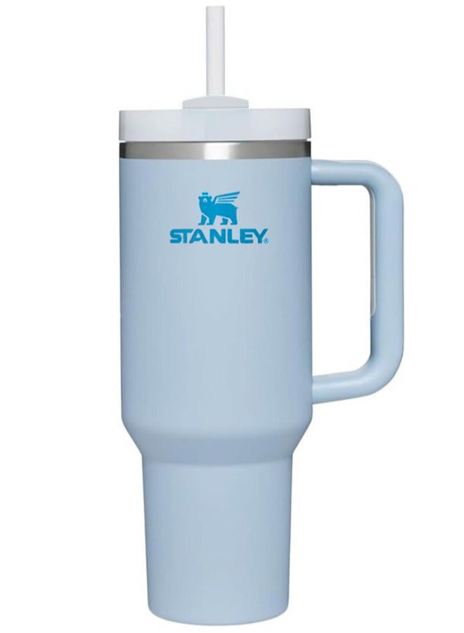 Vacuum Insulated Coffee Mug,Insulated Mug with Handle and Straw Lid,In-car Mug,Blue 40 Oz