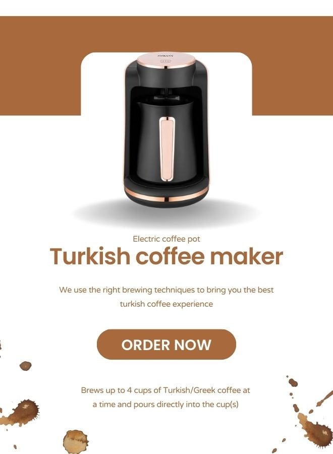 Automatic Turkish Coffee Maker,Coffee Machine, 250ml 4 Cups, Electric Coffee Pot, Electric Turkish Coffee Machine, 550W,SK-04023