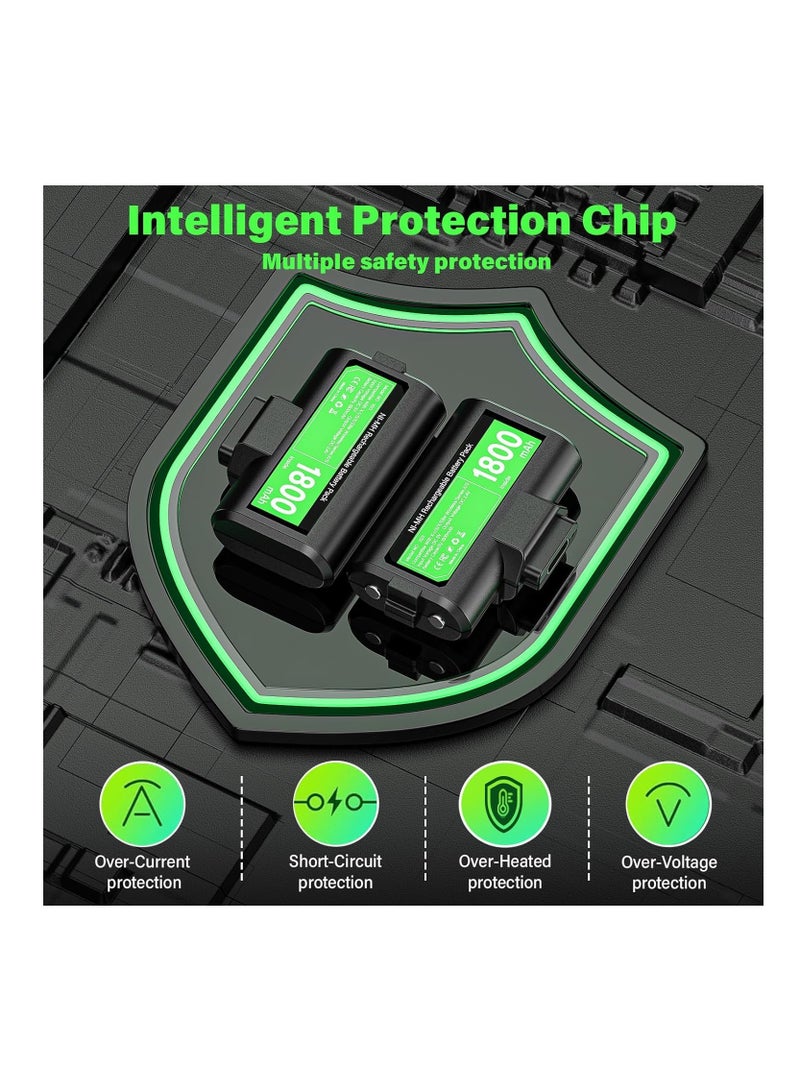 Rechargeable Controller Battery Pack for Xbox, 2* 4800mWh(1800mAh) Batteries Pack with USB-C Charging Cable， for Xbox Series S, Xbox Series X, Xbox One S /One X /One Elite Remote Play and Charge Kit with 4 Cover(2 Pack)