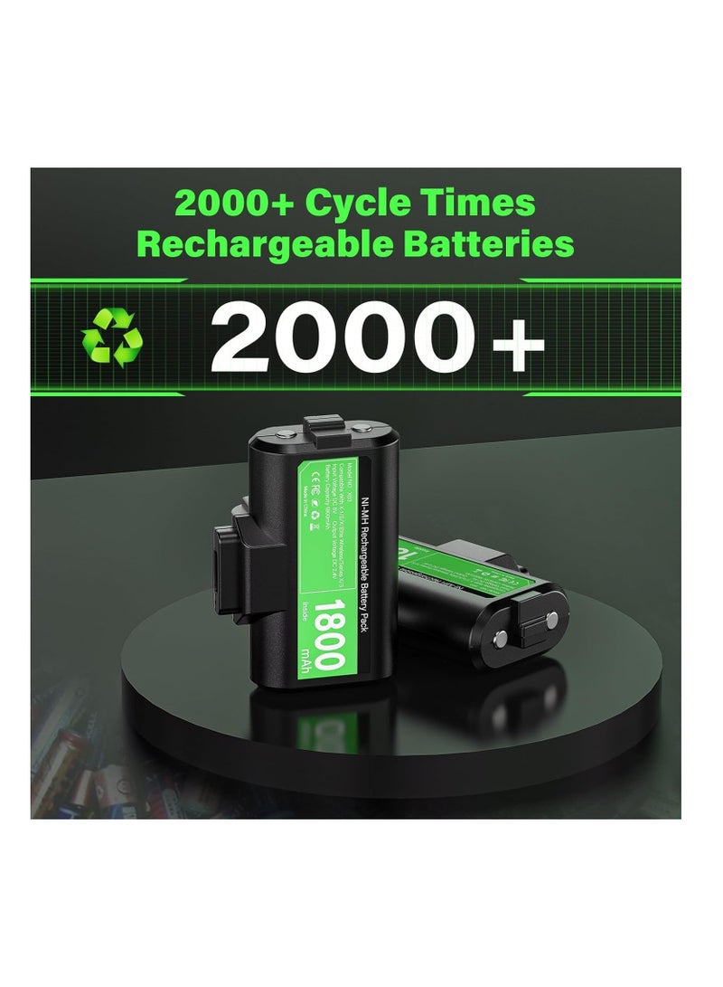 Rechargeable Controller Battery Pack for Xbox, 2* 4800mWh(1800mAh) Batteries Pack with USB-C Charging Cable， for Xbox Series S, Xbox Series X, Xbox One S /One X /One Elite Remote Play and Charge Kit with 4 Cover(2 Pack)