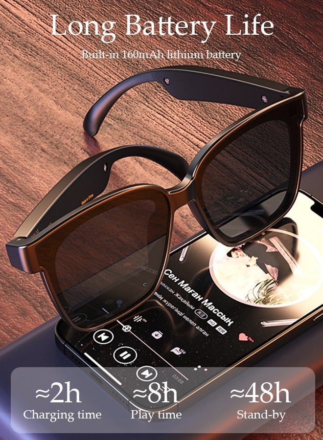 Smart Glasses,Bluetooth 5.3 Sunglasses Wireless Bluetooth Headset Waterproof Compatible with Smart Phones Easy to Make Phone Calls and Listen to Music Polarized Lenses
