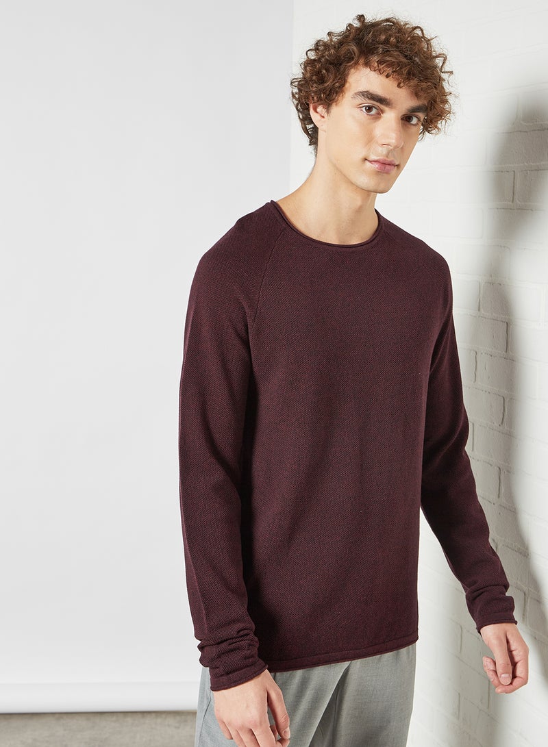 Knitted Crew Neck Sweater Burgundy