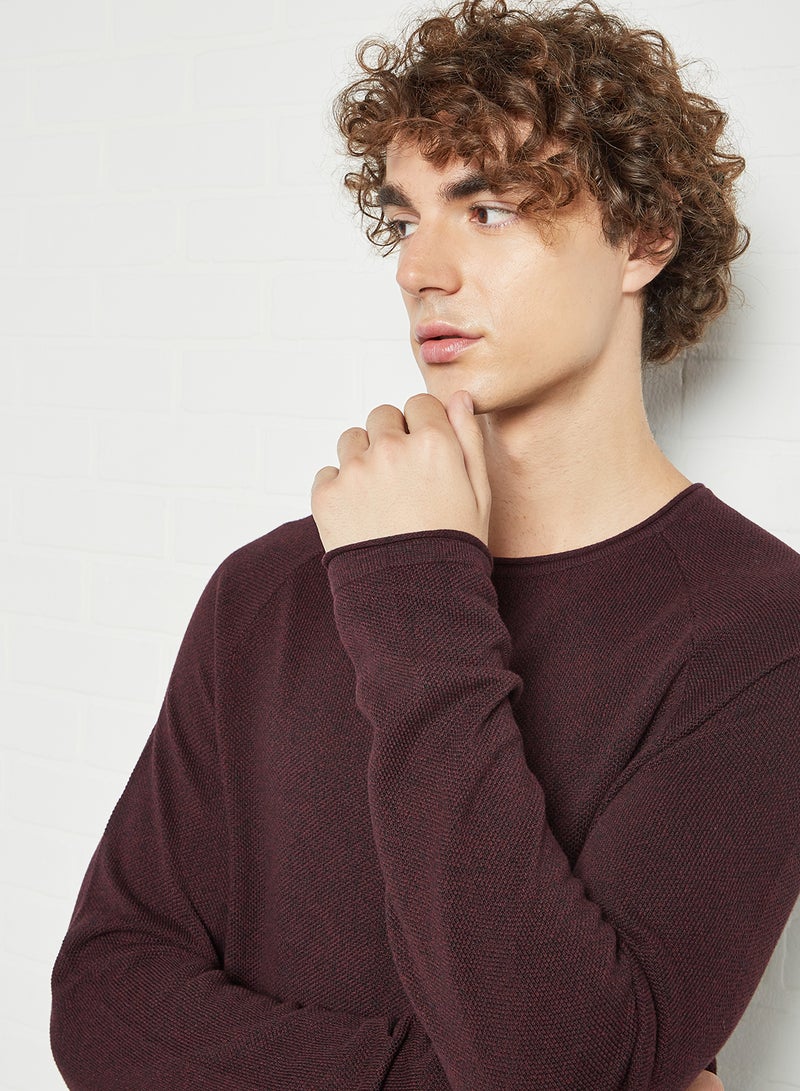 Knitted Crew Neck Sweater Burgundy