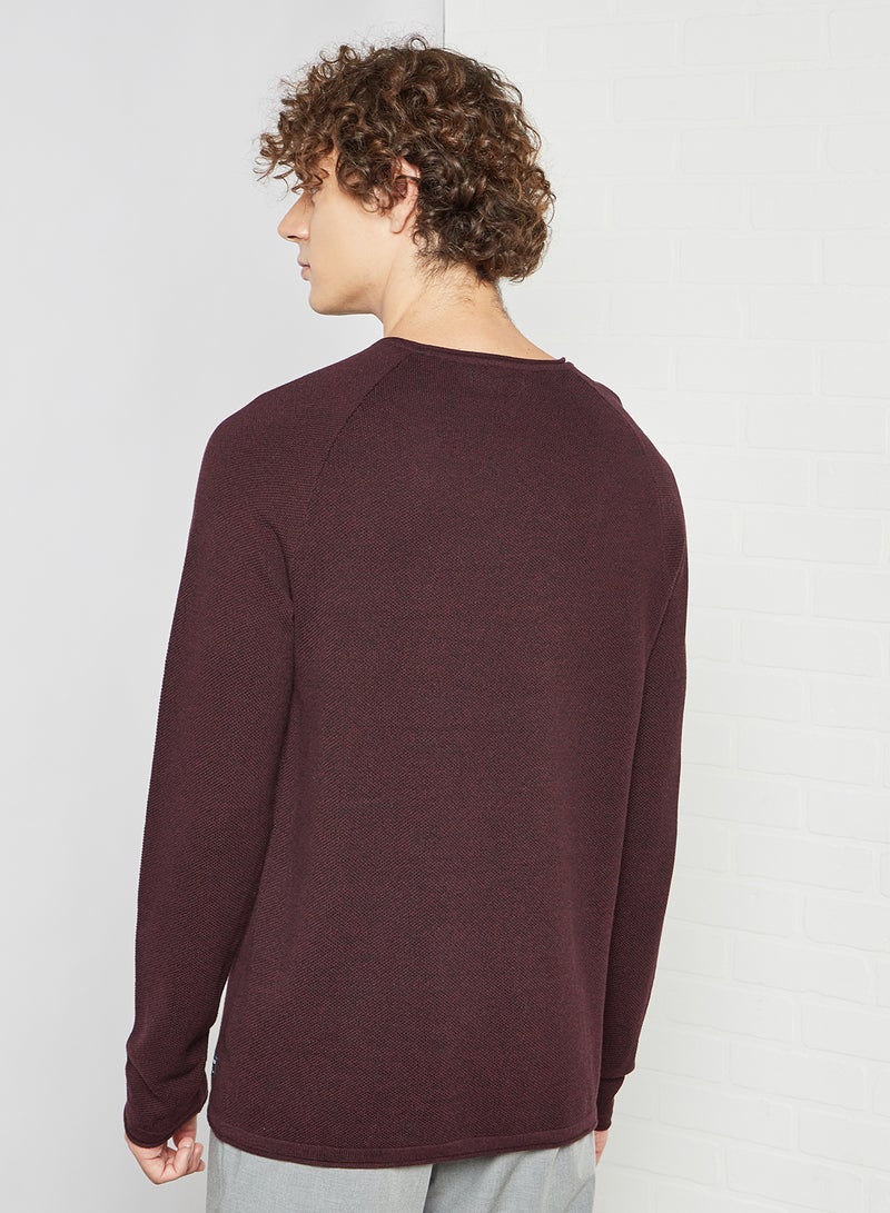 Knitted Crew Neck Sweater Burgundy