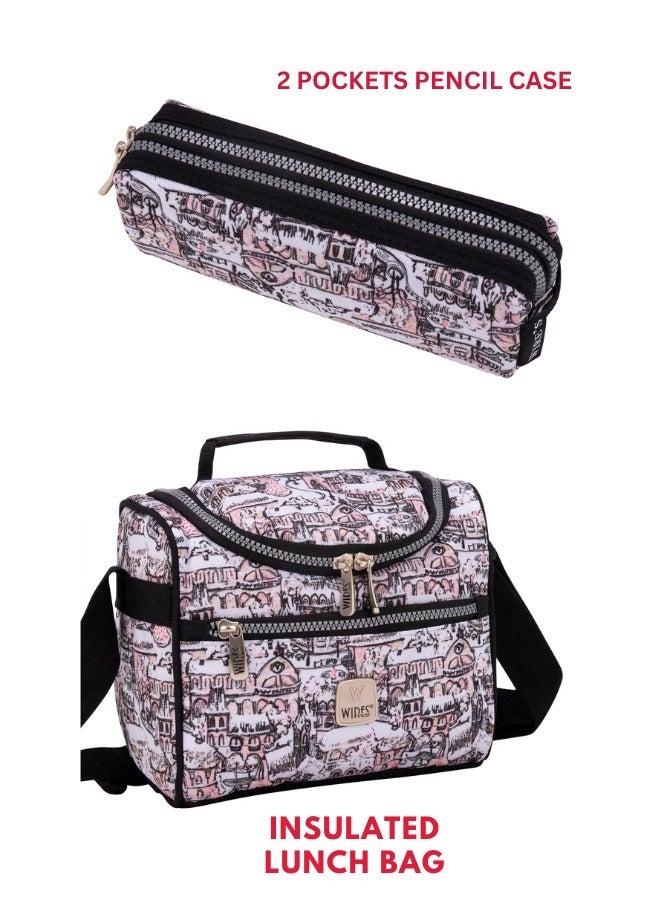 3 Piece Kids School Trolley Bag laptop compartment 4 Wheels With Lunch bag & Pencil Case