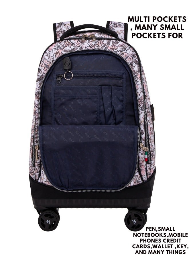 3 Piece Kids School Trolley Bag laptop compartment 4 Wheels With Lunch bag & Pencil Case