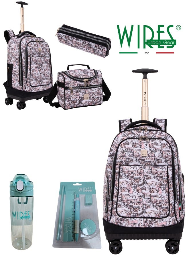 3 Piece Kids School Trolley Bag laptop compartment 4 Wheels With Lunch bag & Pencil Case