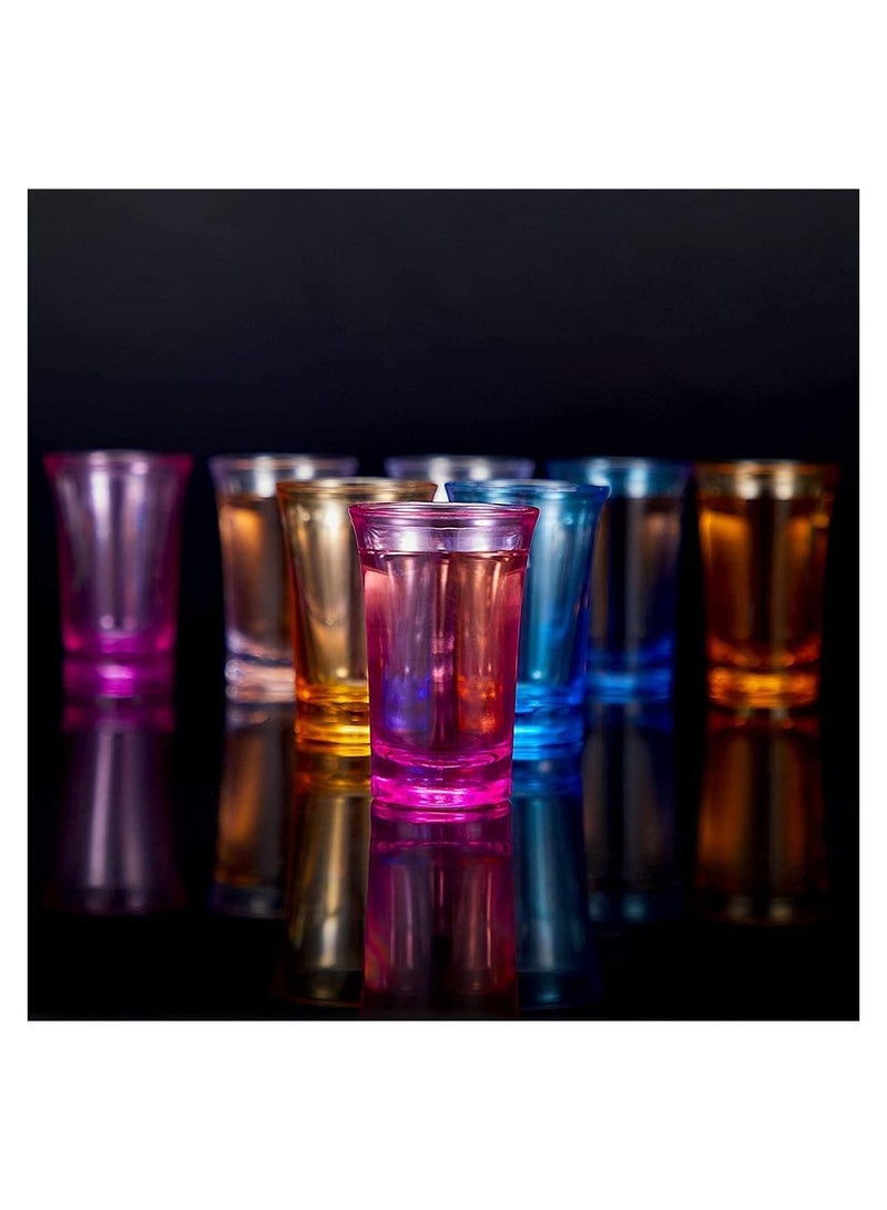 Acrylic Cups, 12 Pieces Shots Colorful Shot Glasses 1.2-Ounce Heavy Base Plastic Tumblers Drinking Glasses for Poolside Party, Stackable, Easy to Clean ( Blue, Purple, Yellow )