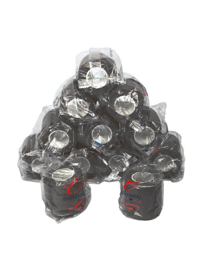 Self Adherent Cohesive Wrap Bandages 2” X 5 Yards For First Aid Sprains Swelling Sports Pets Black Color 12 Count