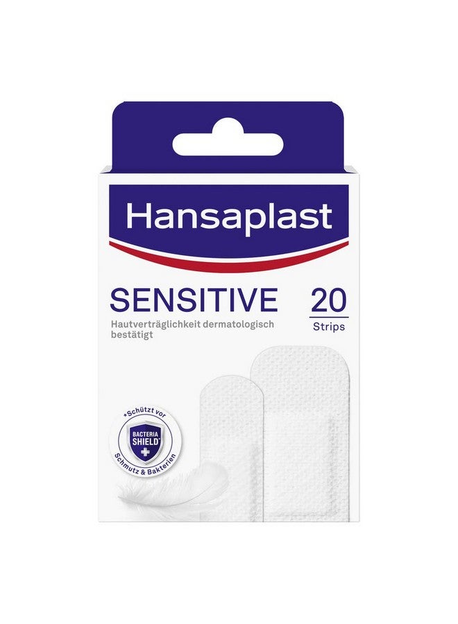 Sensitive Plasters (20 Strips) Skinfriendly And Hypoallergenic Wound Plasters With Bacteria Shield & Secure Adhesion Painlessly Removable