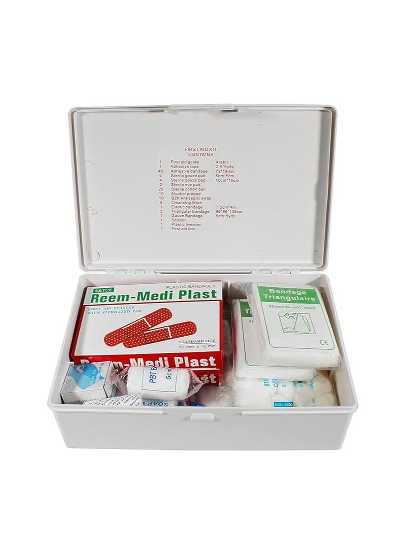 First Aid Kit ABS Heavy Duty Plastic With Wall Mounted Bracket Can Be Use For 15 To 20 People Work Space For Car Small Office Warehouse First Aid Box