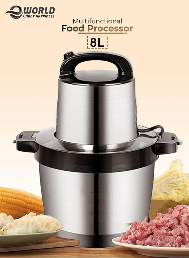 Electric Meat Chopper and Grinder, Stainless Steel Food Processor for Vegetable and Fruits 8L