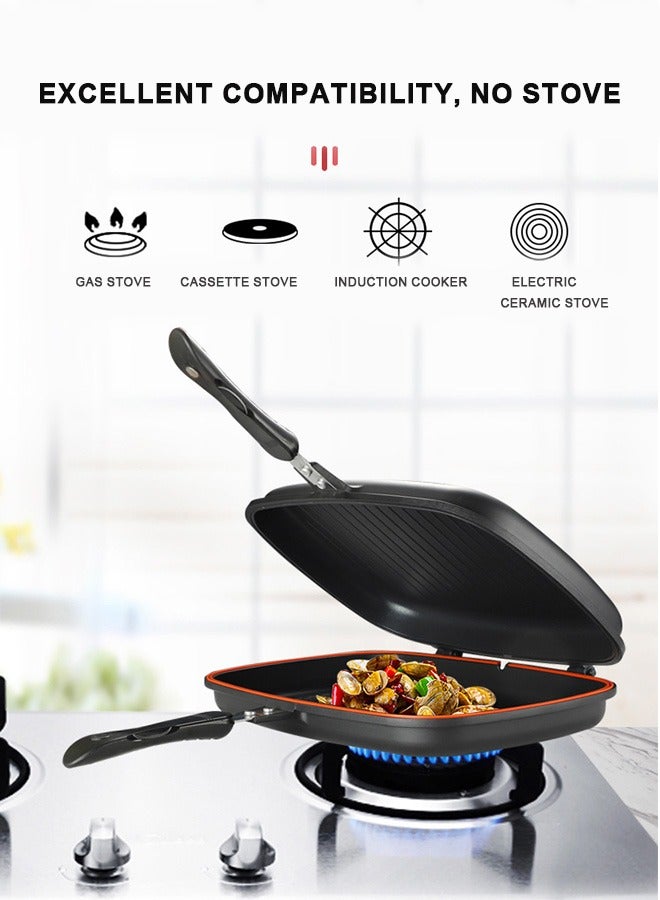 Double Sided Grill Pan Black/Red 36cm