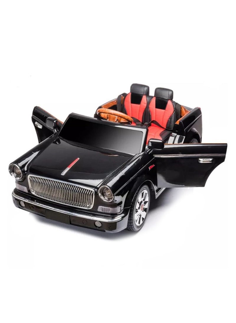 RIDE ON CAR KIDS VINTAGE BLACK COLOR OPEN ROOF