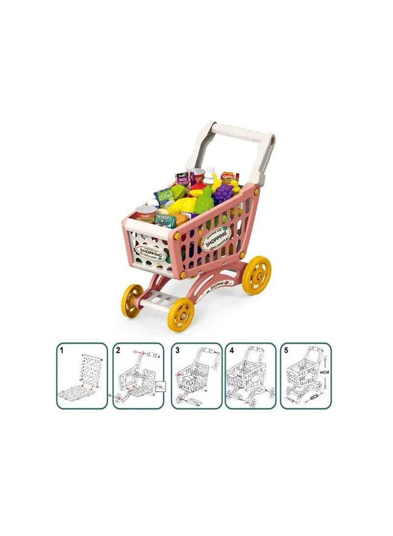 Role Play Market Shopping Cart Toy Playset for Children