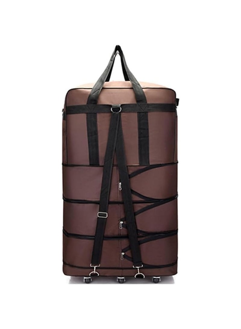 Travel Bag Luggage Trolley Bag Expandable Rolling Duffle Bag 3 Layers Space 5 Wheels Luggage Bag Foldable Suitcase For Multipurpose Use For Unisex 100HX50LX30W Brown