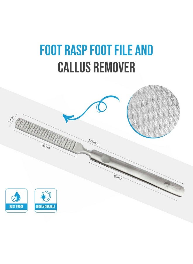 Foot Rasp Foot File And Callus Corn Remover (7 Inch) Foot Care Pedicure Metal Surface Tool To Remove Hard Skin Can Be Used On Both Wet And Dry Feet Colossal Stainless Steel File By Krisp Beauty
