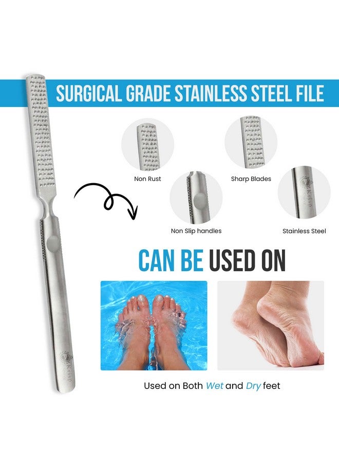 Foot Rasp Foot File And Callus Corn Remover (7 Inch) Foot Care Pedicure Metal Surface Tool To Remove Hard Skin Can Be Used On Both Wet And Dry Feet Colossal Stainless Steel File By Krisp Beauty
