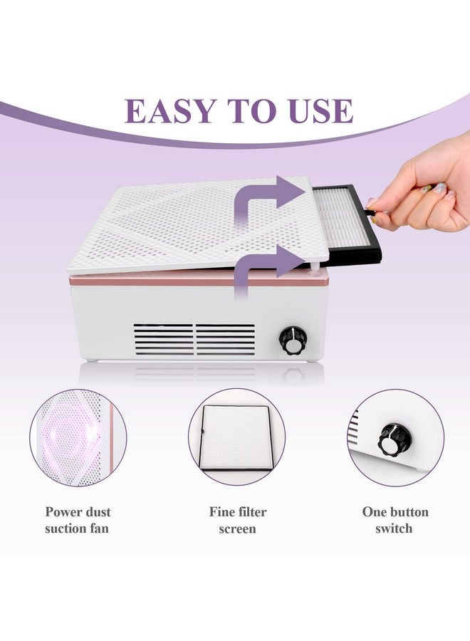 Nail Dust Collector: Super Quiet Dust Collector Machine Reusable Filter & Powerful 60W Nail Vacuum Cleaner Fan Electric Manicure Tool For Acrylic Nails Builder Extension Hard Nails Low Noise