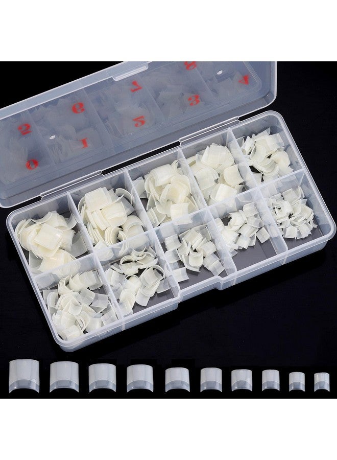 Square Nail Tips Half Cover 500Pcs Clear Acrylic Nails French Short False Nails With Box (Natural)