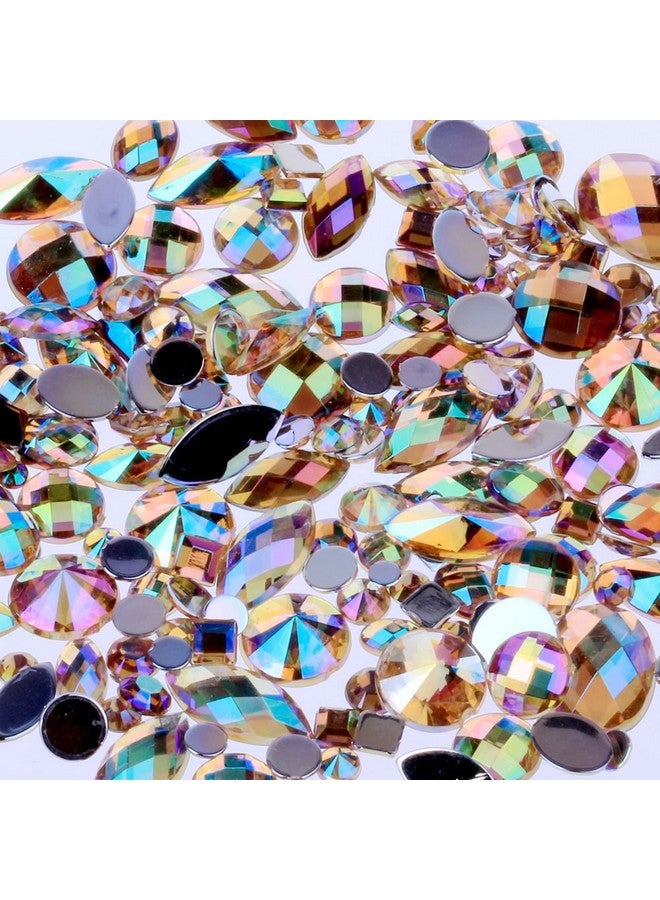 Mix Sizes 300Pcs Crystal Yellow Ab Nail Art Rhinestones Diy Non Hotfix Flatback Acrylic Nail Stones Gems For 3D Nails Art Decorations (Crystal Yellow Ab)
