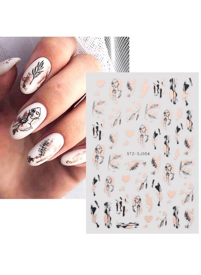 9 Sheets Rose Gold Nail Art Stickers Decalnail Supplies Graffiti Fun Nail Foil Decals 3D Selfadhesive Bronzing Leopard Print Gold Botanical Abstract Line Nail Design For Acrylic Nails Art Decoration