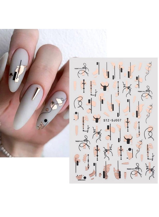 9 Sheets Rose Gold Nail Art Stickers Decalnail Supplies Graffiti Fun Nail Foil Decals 3D Selfadhesive Bronzing Leopard Print Gold Botanical Abstract Line Nail Design For Acrylic Nails Art Decoration