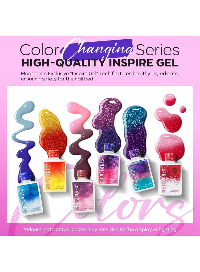 Color Changing Gel Nail Polish 6 Colors Summer Pink Blue Purple Orange Neon Mood Temperature Change Gel Polish Set Soak Off Diy Home Nail Art Gift