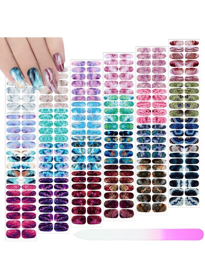 336 Pieces 24 Sheets Full Wrap Nail Polish Stickers Nail Strips Selfadhesive Gel Nail Strips Art Decals With Nail File For Home Women Girls Diy Nail Decorations (Cool Style)