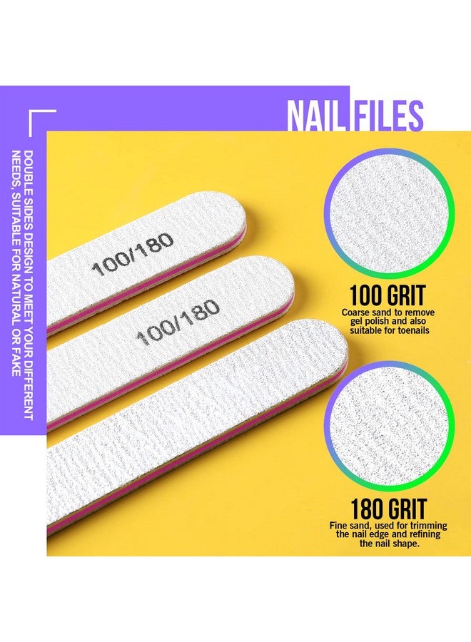 Nail Buffers And Files, Nail Tools Kit With 3Pcs Rectangular Nail Buffer Block, 3Pcs 100/180 Nail Files And 1Pcs 1000/4000 Nail Buffer. Professional Nail Buffer File Kit For Nail Care