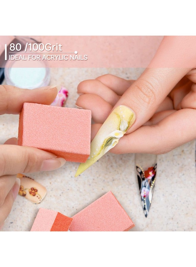 Mini Nail Buffer Blocks 80/100 Grit Professional Salon Orange Buffers Buff Nails Prior To Application Of Gel Polish, Acrylic, 50 Count