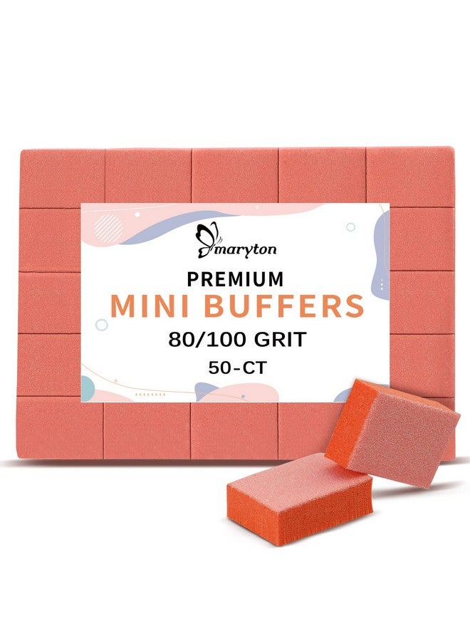 Mini Nail Buffer Blocks 80/100 Grit Professional Salon Orange Buffers Buff Nails Prior To Application Of Gel Polish, Acrylic, 50 Count