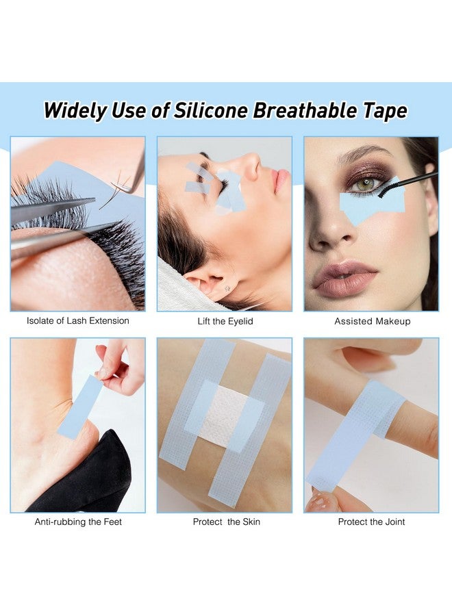 4 Rolls Lash Extension Tape For Lash Extensions Eyelash Tape Micropore Tape Silicone Lash Tape Lash Tape Sensitive Tape Breathable Waterproof Gel Tape Blue Pink