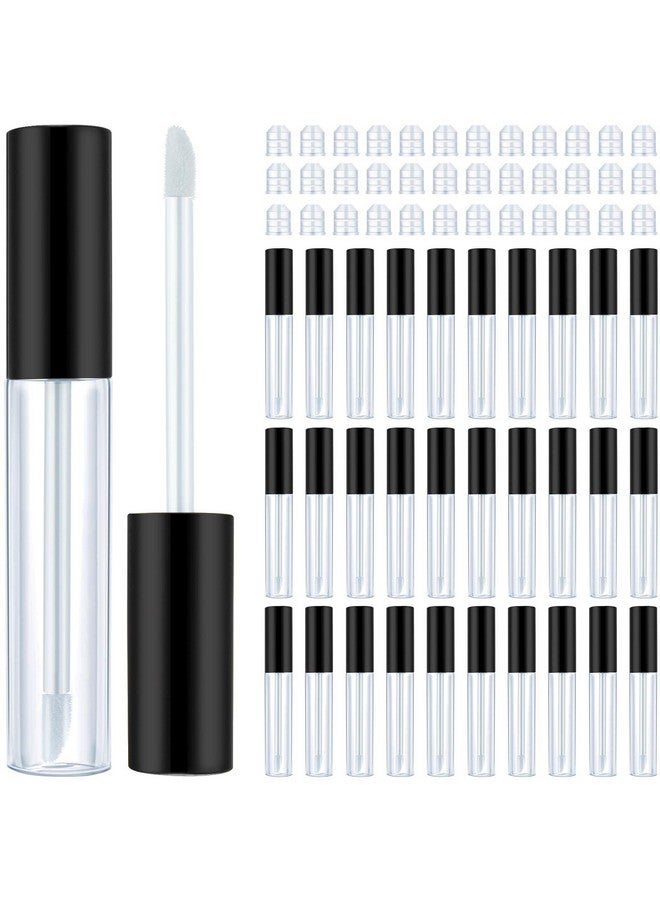 50 Pieces Empty Lip Gloss Containers Lip Gloss Tubes Refillable Lip Balm Bottles Plastic Lipstick Tubes With Rubber Inserts Cosmetic Tools For Women Diy Makeup 10 Ml (Black)