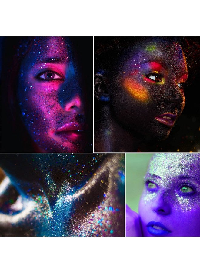 Glow In The Dark Body Face Glitter Gel 6 Colors Chunky Holographic Body Glitter Makeup For Body Face Hair Eyeshadow Glitter For Halloween Resin Tumblers Craft Cosmetic & Nail Art