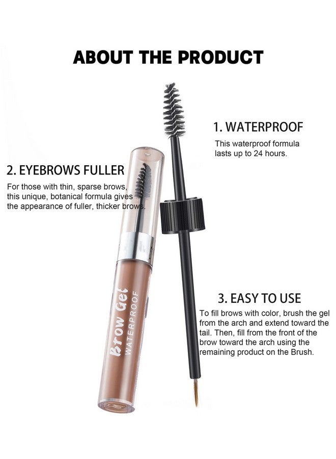 Waterproof Eyebrow Gel 8 Colors Fullpigmented Long Lasting Liquid Brow Gel For Fuller & Defined Looking (02 Cool Blonde)