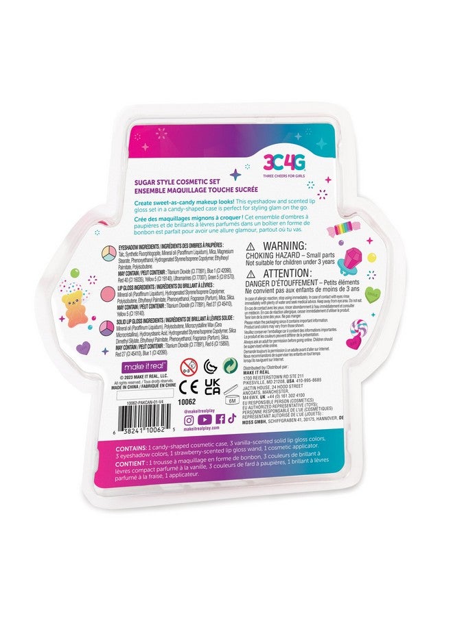 : Sugar Style Cosmetic Set 9Pcs 4 Colors Of Scented Lip Gloss & Eyeshadow Held In A Candy Shaped Container Makeup Girls & Kids Ages 8+