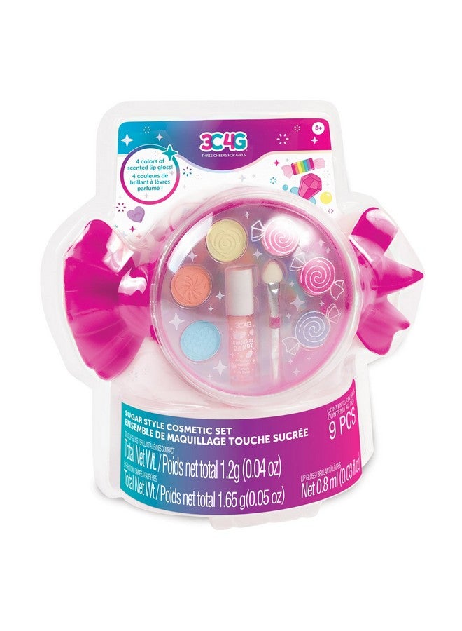 : Sugar Style Cosmetic Set 9Pcs 4 Colors Of Scented Lip Gloss & Eyeshadow Held In A Candy Shaped Container Makeup Girls & Kids Ages 8+