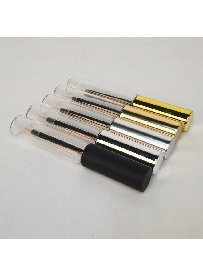 12Pcs Empty Plastic Gold 10Ml Eyeliner Tubes Packing Vials Bottle Containe Eyeliner Brush Applicator For Diy Eyelash Growth Oil