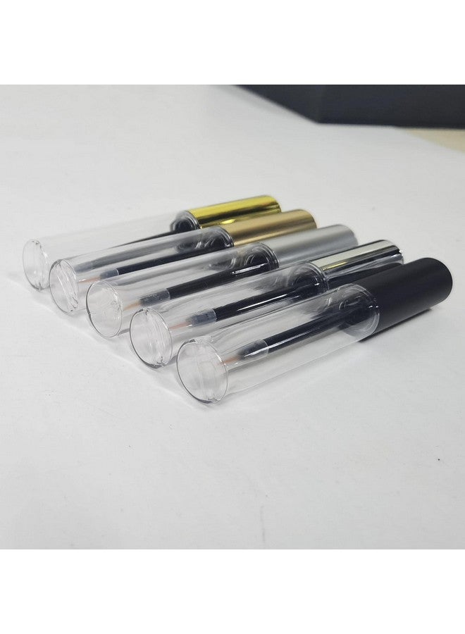 12Pcs Empty Plastic Gold 10Ml Eyeliner Tubes Packing Vials Bottle Containe Eyeliner Brush Applicator For Diy Eyelash Growth Oil