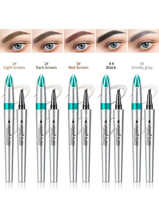 Eyebrow Pencil With 4 Tip Micro Head Liquid Eyebrow Microblading Pen Eyebrow Pen Micro 4 Point Brow Pen Longlasting Waterproof & Smudgeproof Natural Eyebrow Makeup (1 Light Brown)